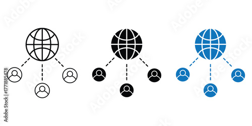 Internet Communication & Team Collaboration Icon. Global Network Connection Vector on White Background