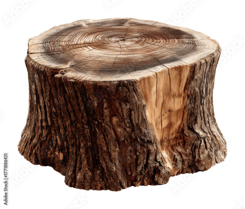 Fallen tree stump forest natural object rustic wood isolated on transparent background