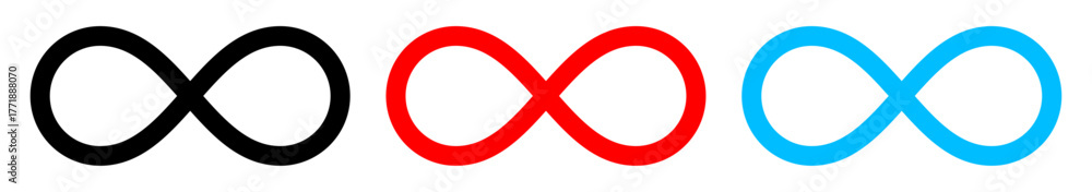 Obraz premium Set of infinity loop symbols and lemniscate icons, minimal bold line vector, isolated on transparent vector illustration 