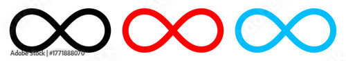 Set of infinity loop symbols and lemniscate icons, minimal bold line vector, isolated on transparent vector illustration 