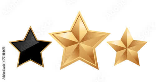 Three Golden and Black Metallic Stars