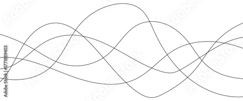 Technology abstract lines on white background. Undulate Grey Wave Swirl, frequency sound wave, twisted curve lines with blend effect