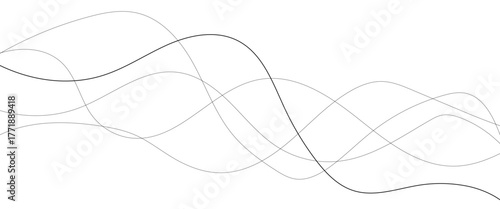 Technology abstract lines on white background. Undulate Grey Wave Swirl, frequency sound wave, twisted curve lines with blend effect