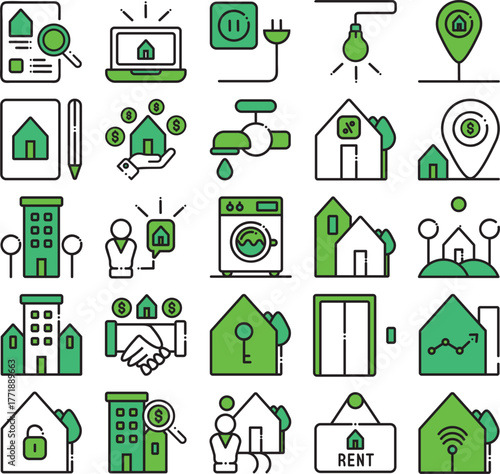 Real Estate & Property Icons Vector Pack – Flat Design SVG, PNG & AI Files