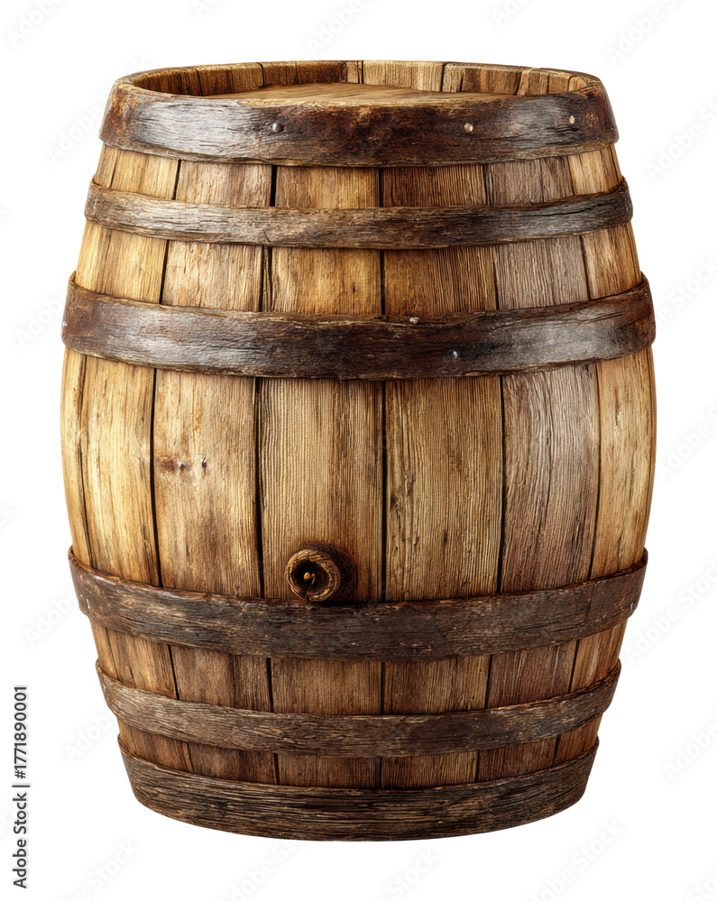 Obraz premium Crafting wooden barrels for aging spirits workshop artisan creation isolated on transparent background