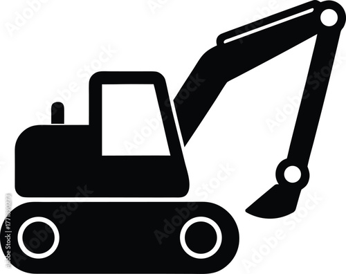 Excavator Silhouette: Construction Equipment