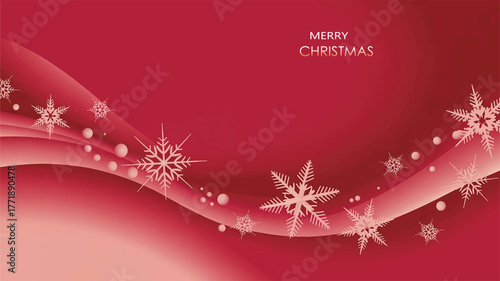 Elegant red abstract Christmas background with delicate white snowflakes, glowing dots, and minimalist festive gradients.