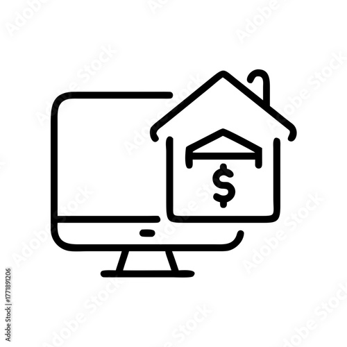 Online Banking Finance Digital Payment Secure Money Transaction outline Icon Set for banking, online, finance, money.