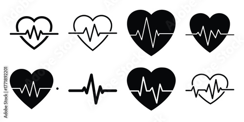 heartbeat minimal silhouette vector icon set