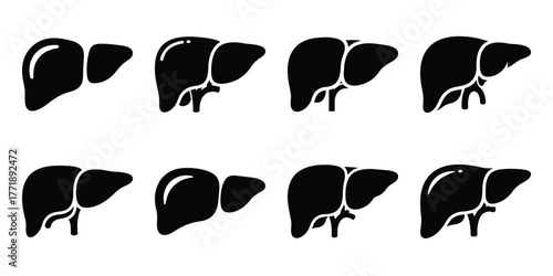 liver minimal silhouette vector icon set