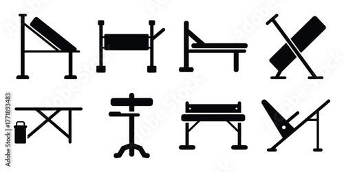 stretcher minimal silhouette vector icon set