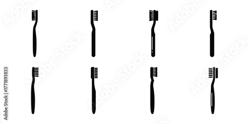 toothbrush minimal silhouette vector icon set