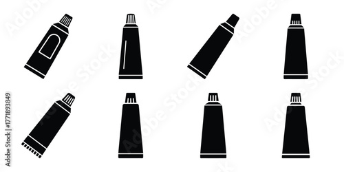 toothpaste minimal silhouette vector icon set