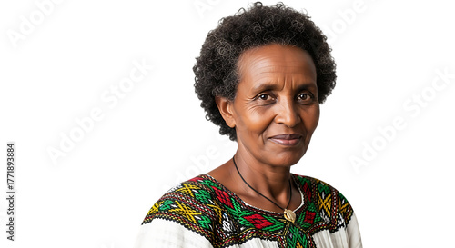 Portrait of a mature african woman isolated on transparent background