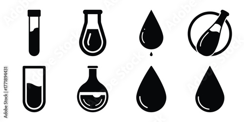blood sample minimal silhouette vector icon set