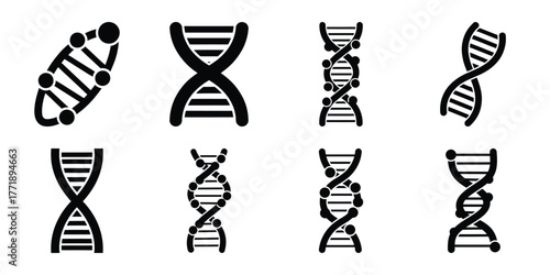 dna molecule minimal silhouette vector icon set