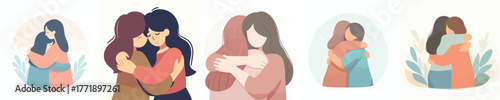a female hugs his friend to give encouragement