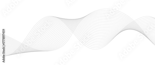 frequency sound wave lines, technology, data science, business wave line background. Abstract wavy grey stream element for design on transparent background isolated.