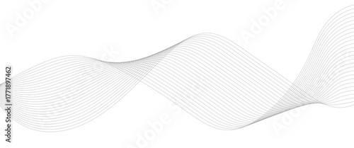 frequency sound wave lines, technology, data science, business wave line background. Abstract wavy grey stream element for design on transparent background isolated.