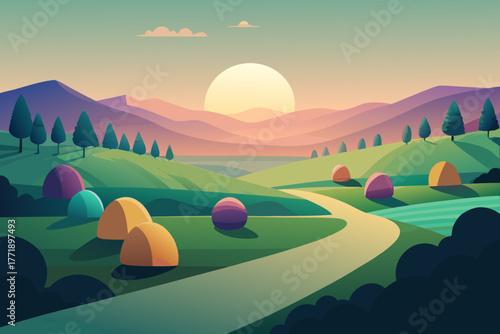A cartoon illustration of an Easter egg meadow vector illustration