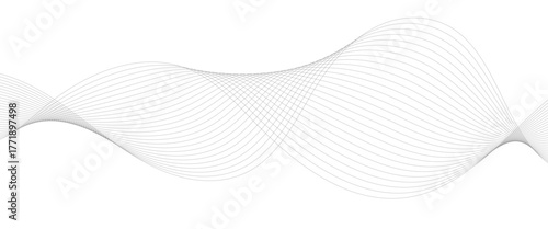 frequency sound wave lines, technology, data science, business wave line background. Abstract wavy grey stream element for design on transparent background isolated.