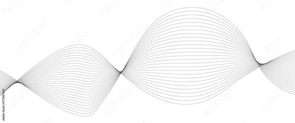 Fototapeta premium Abstract wavy grey stream element for design on transparent background isolated. frequency sound wave lines, technology, data science, business wave line background. Vector illustration.