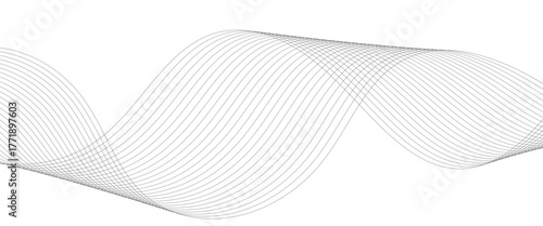 Abstract wavy grey stream element for design on transparent background isolated. frequency sound wave lines, technology, data science, business wave line background. Vector illustration.