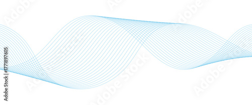 Digital frequency track equalizer, Curve wave seamless pattern. Colorful moving lines design for banner, wallpaper, Business banner, poster. Abstract blue futuristic blend waves lines technology