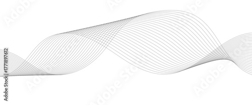 Abstract wavy grey stream element for design on transparent background isolated. frequency sound wave lines, technology, data science, business wave line background. Vector illustration.
