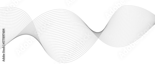 Abstract wavy grey stream element for design on transparent background isolated. frequency sound wave lines, technology, data science, business wave line background. Vector illustration.