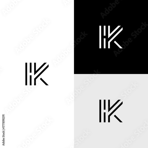 hk initial monogram vector icon illustration