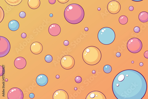 A vibrant cartoon scene of a gradient bubbles background vector illustration