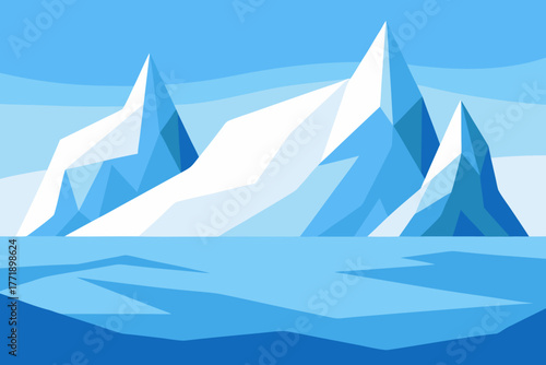 A cartoon illustration of an icy arctic glacier background vector illustration