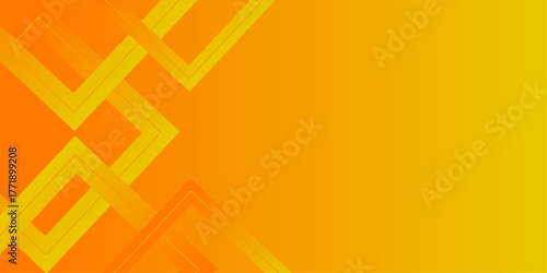 Abstract orange banner geometric shapes vector technology background.Orange yellow
 gradient geometric shape background with dynamic square lines. presentation, business report, card, banner, poster.