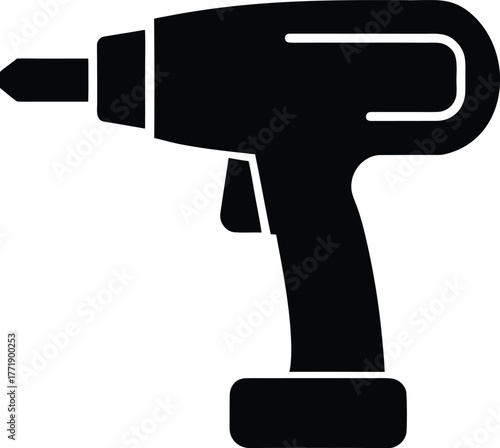 Cordless Drill Machine Vector Illustration Industrial Equipment Tool for Screw Power Tool Device Construction and Renovation Isolated
