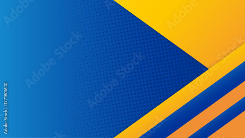 Dynamic abstract background featuring vibrant blue and yellow geometric shapes with a subtle halftone dot pattern, perfect for modern designs.