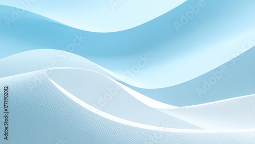 Serene abstract dunes with soft blue and white curves create a tranquil, modern landscape perfect for design inspiration.