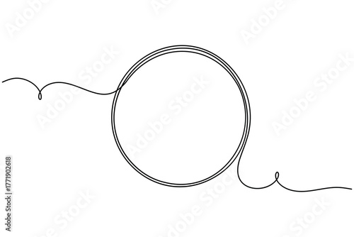 Circle round shape continuous one line drawing on white background minimalist  geometric outline vector illustration