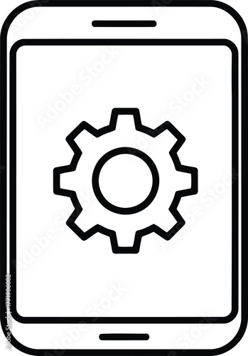 Smartphone screen with a gear icon representing settings or configuration