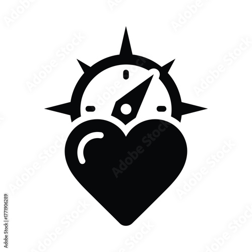 Compass heart symbol representing direction love and navigation