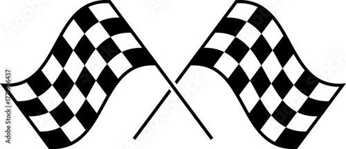 Two crossed checkered flags symbolizing racing and victory