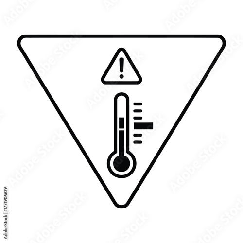 Warning sign indicating high temperature or overheating hazard