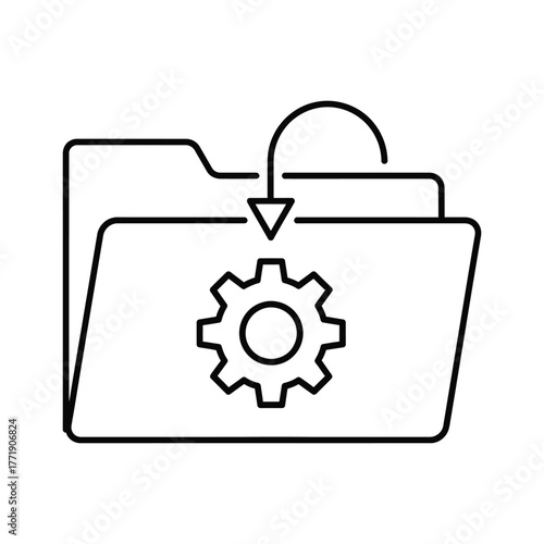 Folder with gear icon symbolizing document management and workflow automation