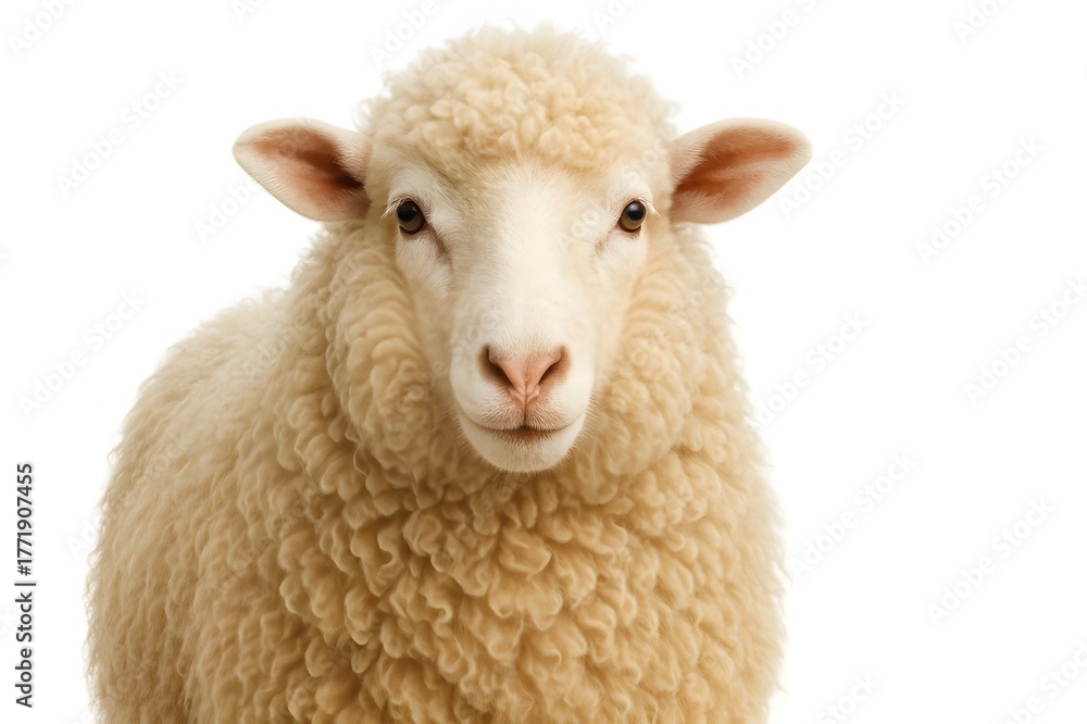 Fototapeta premium White Sheep PNG Isolated Farm Animal on Transparent Background