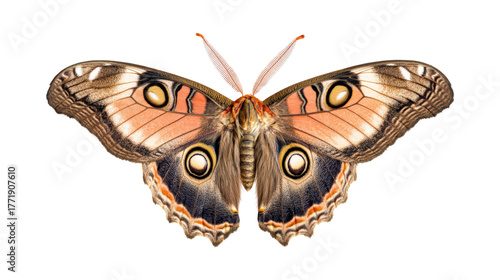 Peacock Moth Wings with Eye Spots isolated on a transparent background