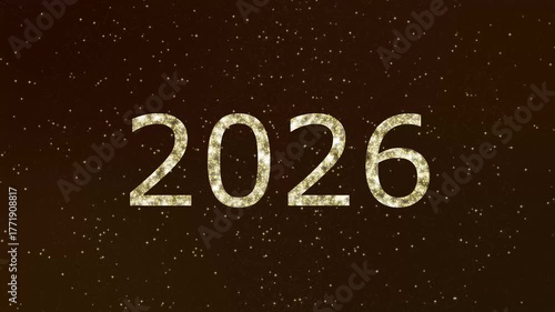 Glittering 2026 Celebration With Gold Stars and Sparkles in a Starry Night Background.