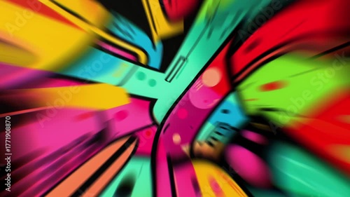 Seamless cartoon-style tunnel animation loop. Perfect for VJ performances, concerts, parties, and visual backgrounds in music videos or projection mapping.