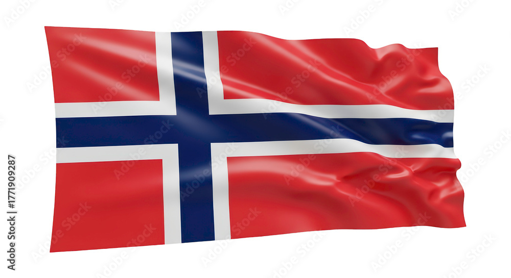 Fototapeta premium Norway flag PNG transparent background, high-resolution 4K realistic cloth render (挪威国旗)
