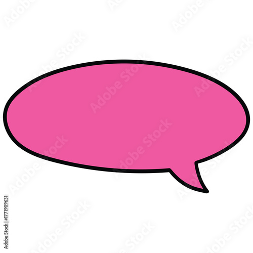 Hand-drawn cartoon empty pink speech bubble on a white background.
