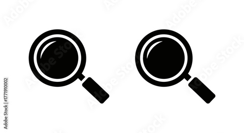 Two black magnifying glasses isolated on a clean white background